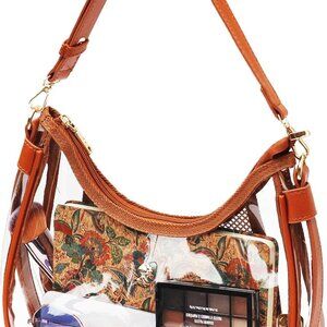 Clear Shoulder Bag Women TPU Small Crossbody Hobo Tote Stadium-Approved